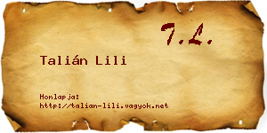 Talián Lili névjegykártya